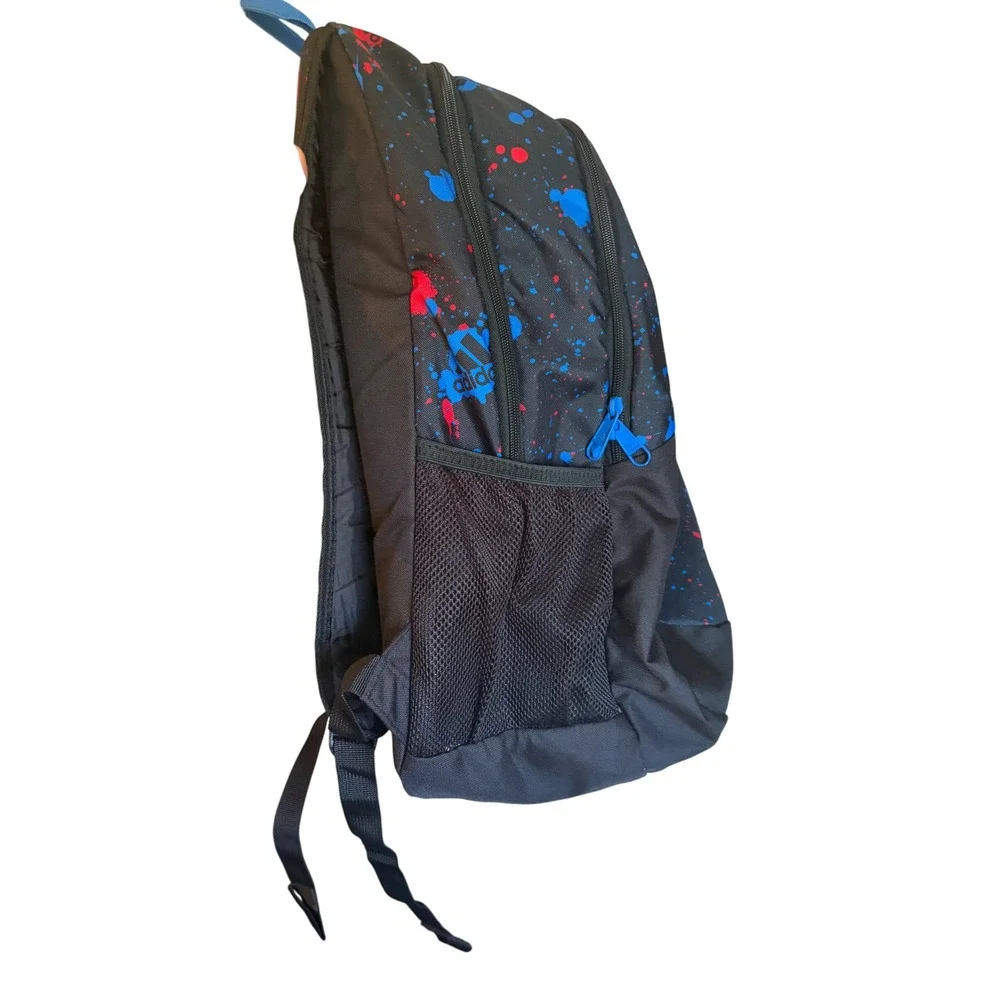 Adidas Young Creator Backpack Black Blue Red Paint Splatter Logo School Bag